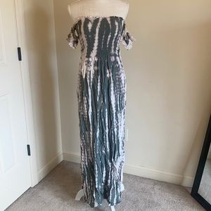 Kiwi + Punch side split off-shoulder maxi dress